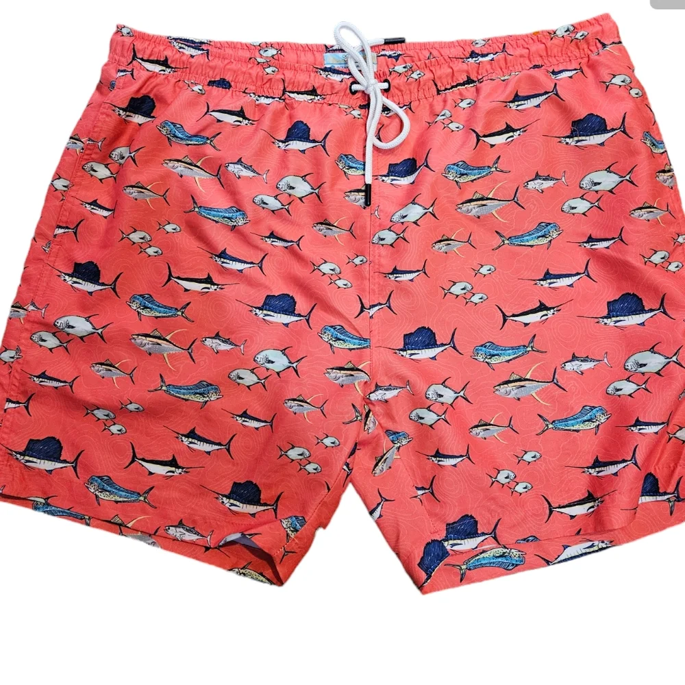Ocean Coast Coral Pink  Mens‎ Ocean Life Swim Trunks.